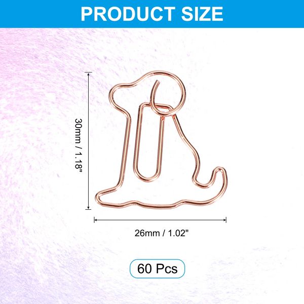 Unique Bargains Metal Cute Decorative Dog Shape Paper Clip Clamp for Home Office Supplies 60 Pcs Gold