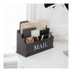 Blu Monaco Espresso Brown Wooden Mail Organizer – 3-Tier Desk Organizer with Mail Print