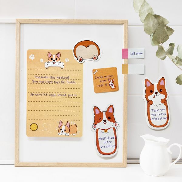 Wrapables Sticky Notes Set, Memo Notepads, Book Tabs, Page Markers, Sticky Notes, Home and Office Supplies (440 Sheets Total), Corgi