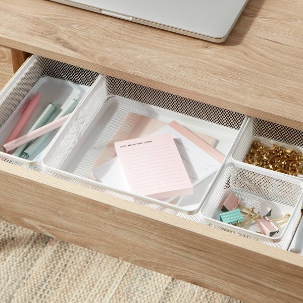 Mesh Desk Organizer White - Brightroom™: Steel Office Supplies Holder, Desk Drawer Organizer, 8"x8"x4.5"