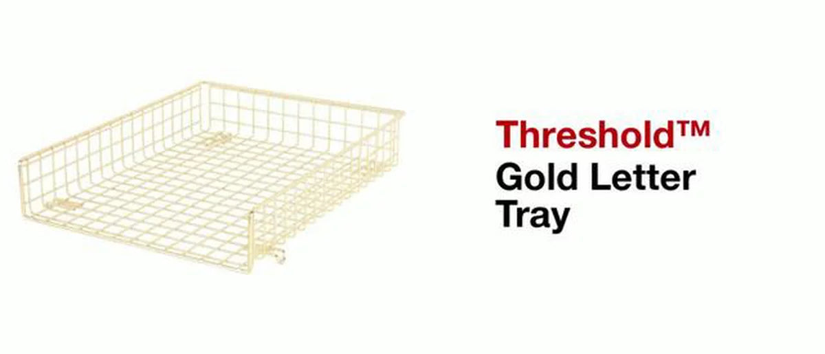 Grid Wire Letter Tray Gold - Threshold™: Steel Desk Organizer for Office Supplies & Organization