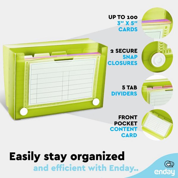 3" X 5" Index Card Case Holds 100 Cards Includes Business Card/Index Holder and 5 Tab Dividers Comes in Blue