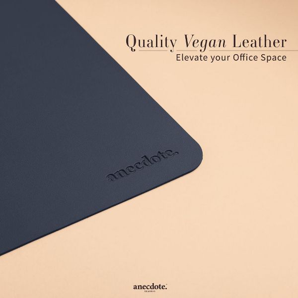 Anecdote Vegan Leather Desk Pad - Large Desk Mat Mouse Pad for Office, Keyboard & Laptop, Easy Clean, Black, 17x23.5