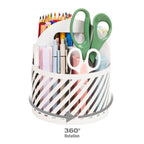 Mind Reader Round Metal Desk Organization Set White