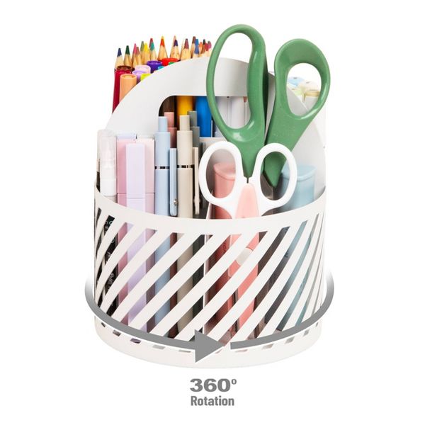 Mind Reader Round Metal Desk Organization Set White