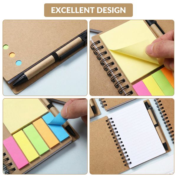 30PCS Spiral Notebook Set with Lined Paper - Portable Pocket Size - Includes Free Eco-friendly Ballpoint Pens, Sticky Notes, 5-Color Bookmarks