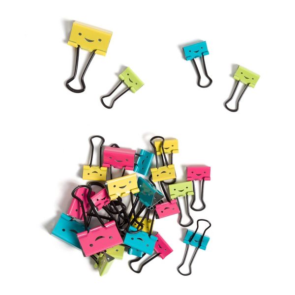U Brands 25ct Assorted Size Binder Clips Bright and Happy: Steel Office Supplies, Multicolor, Clips & Fasteners