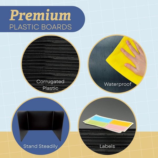 4E's Novelty 20pcs Black Plastic Desk Dividers – Privacy Folders for Students & Teachers, Must-Have Classroom Supplies