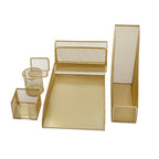 Martha Stewart Premium 6 Piece Mesh Metal Desktop Office Supplies Organizer Set in Gold