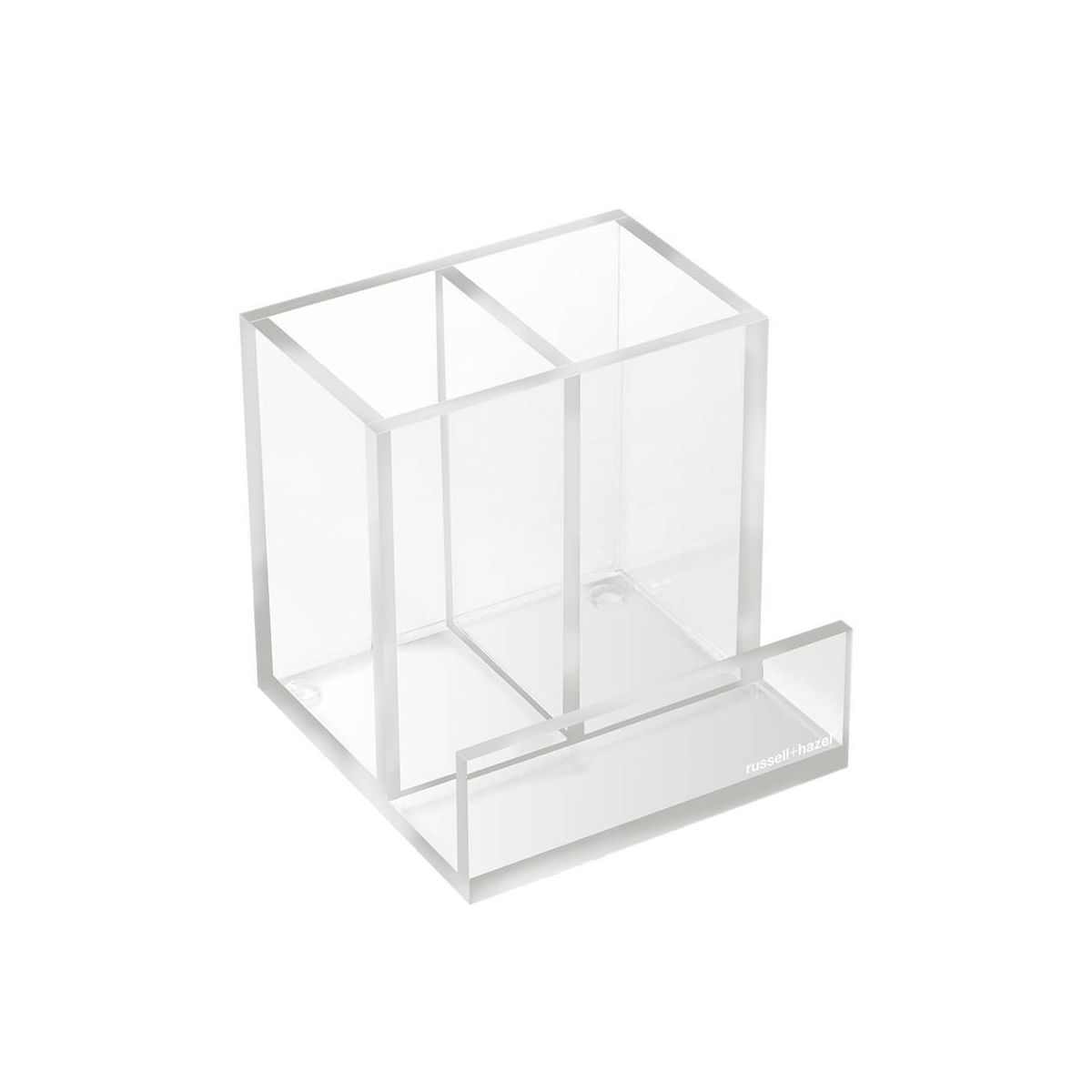 RUSSELL + HAZEL Acrylic Pencil Bloc: Clear Desk Organizer & Holder, Office Supplies, 4x4x4 Acrylic Pencil Holder