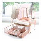 Blu Monaco Gold Desk Organizer - Cute File Holder for Desk & Drawer Storage for Office Supplies, Paper, Devices & Folders