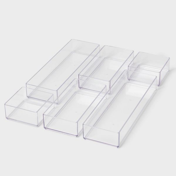 Desk Drawer Organizer Clear - Brightroom™: Office & Stationery Holder, 20% Recycled Plastic, 12"x8"x4"