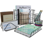 Sorbus Wire Metal 5 in 1 Desk Organizer Set - for Papers, Files, Writing Tools, and More (Black)