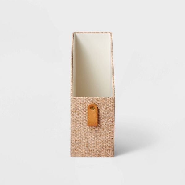 Woven Magazine File Holder Taupe - Threshold™: Desk Organizer, Office Supplies, Document Holder,