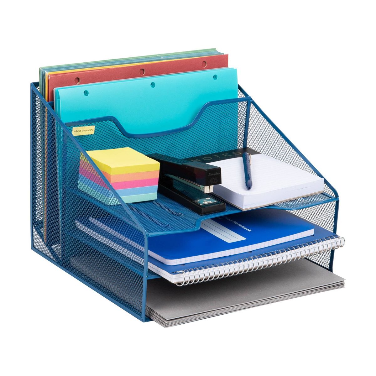 5 Compartment Mesh File Organizer Black - Mind Reader: Metal Desktop Shelving, Office Supplies, Desk File Organizer