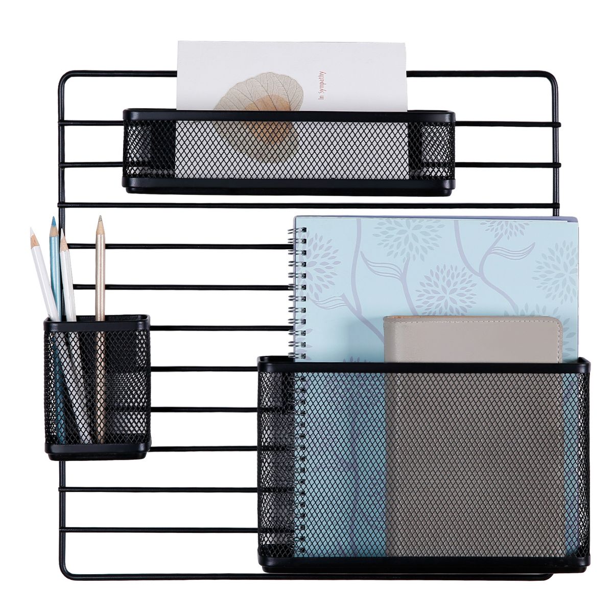 Mesh Additional Wall Organization Tools - Brightroom™: Steel Desk & Office Wall Organizer Set, Black, 4 Pieces