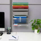 Mind Reader 5-Tier Vertical File Storage, Desktop Organizer, Wall Mount, Office, Metal Mesh, 12.75"L x 4"W x 16"H, Silver: Office Supplies