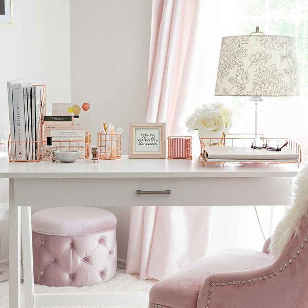 Blu Monaco Monte Rose Gold Wire Desk Organizer Set