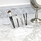 Isaac Jacobs 4-Compartment Clear Acrylic Organizer- Makeup Brush Holder- Storage Solution- Office, Bathroom, Kitchen Supplies and More