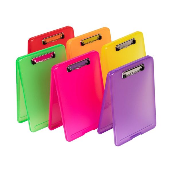 Mind Reader 6pk Plastic Clipboard Letter Storage Translucent
