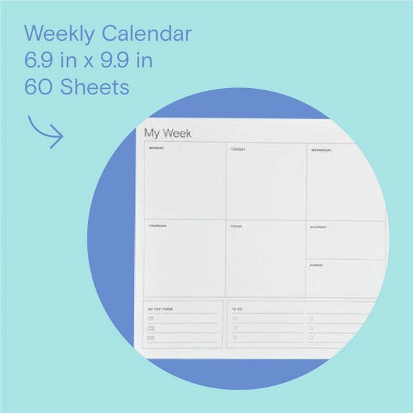 Noted by Post-it Weekly Calendar, White with pre-printed days: Office Supplies, 7.5x10 Inches, Uncoated Paper