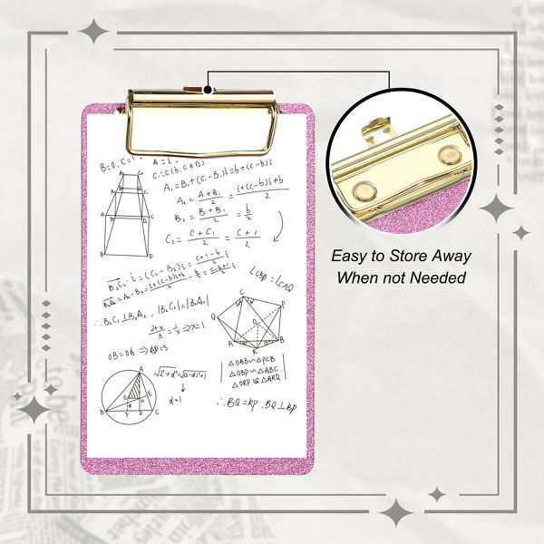 Unique Bargains Glitter Design Office Supplies Acrylic Clipboards 6.02 x 3.94 Inch Black 1 Pc
