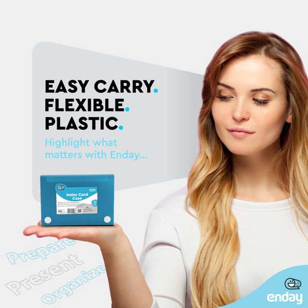 3" X 5" Index Card Case Holds 100 Cards Includes Business Card/Index Holder and 5 Tab Dividers Comes in Blue