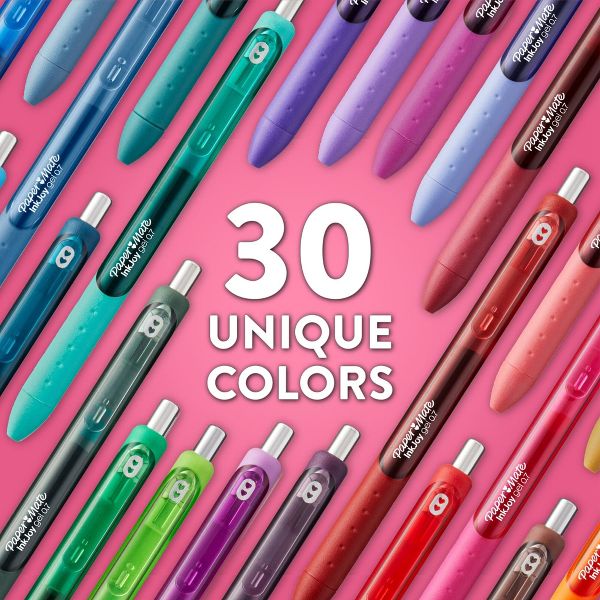 Paper Mate InkJoy Gel 30pk Gel Pens 0.7mm Medium Tip Multicolored: Retractable Stationery & Office Supplies