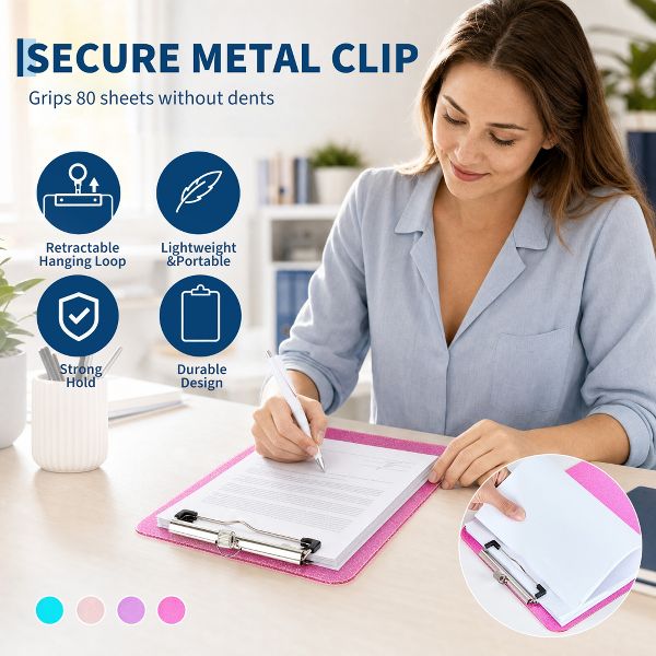 Shiny Writing Board with Pen Clip, Portable Writing Pad, Smooth Writing Surface with Pen Holder, Versatile Writing Tool for Office & School Use
