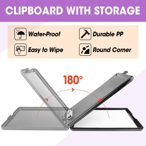 8 Pack Heavy Duty Clipboard with Storage, Durable PP Plastic Clipboards 9.4x13.4 Inches with Pen Holder for Nurses, Teachers, Office School Supplies