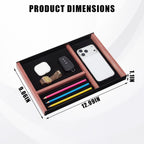 3-Compartment Iron & Paulownia Wood Desk Storage Drawer, Office Desk Organizer Tray for Pens, Headphones, Sticky Notes