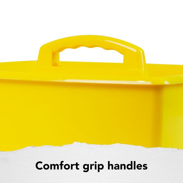 Storex Large Two-Compartment Classroom Supply Caddy with Handle, Yellow