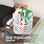 Mind Reader Round Metal Desk Organization Set White