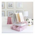 Blu Monaco Gold Desk Organizer - Cute File Holder for Desk & Drawer Storage for Office Supplies, Paper, Devices & Folders