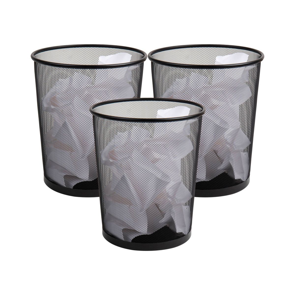 Mind Reader Network Collection Waste Paper Basket Set of 3 Black: Office Supplies & Desk Organization Set, Plastic