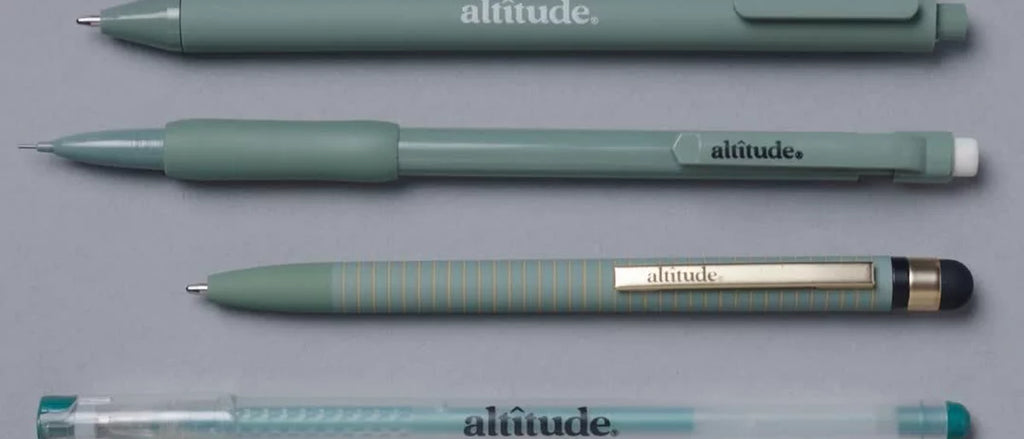 Altitude 6pk Essential Writing Kit with Pens, Mechanical Pencils, and Highlighter- Dark Sage