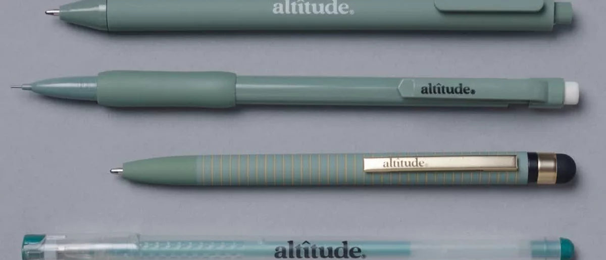 Altitude 6pk Essential Writing Kit with Pens, Mechanical Pencils, and Highlighter- Dark Sage