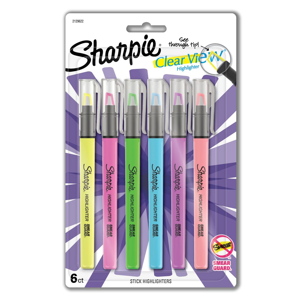 Sharpie Clear View 12pk Highlighters Chisel Tip Multicolored: Bold & Fine Markers for School Supplies