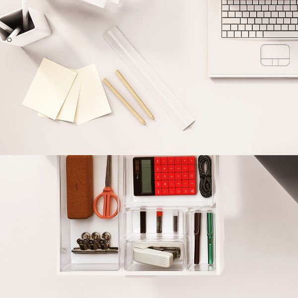 Sorbus 4-Piece Clear Acrylic Office Drawer Organizer Set - Perfect for pens, craft supplies & more
