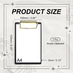 Unique Bargains Glitter Design Office Supplies Acrylic Clipboards 6.02 x 3.94 Inch Black 1 Pc
