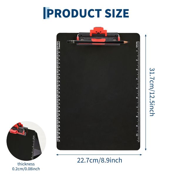 Set of 4 Upgraded Clipboard with Pen Clip, PET Clipboard Writing Board with Pen Holder for Office School, Portable Lightweight Durable Clipboard