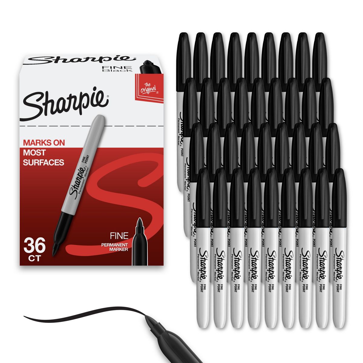 Sharpie 12pk Permanent Markers Fine Tip Black: Art & Office Supplies, Sharpie Pen for Black Sharpie Drawings