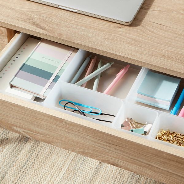 6pc Plastic Drawer Organizer Clear - Brightroom™: Desk & Office Organization Set, Clear Desk Drawer Organizers