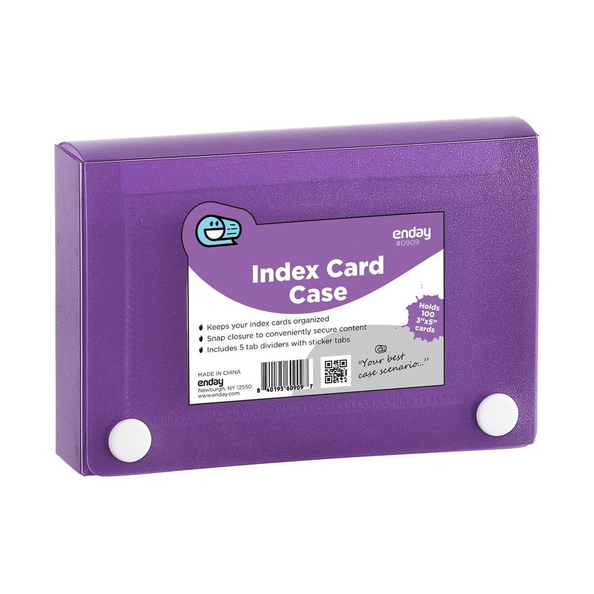 3" X 5" Index Card Case Holds 100 Cards Includes Business Card/Index Holder and 5 Tab Dividers Comes in Assorted Colors - 4-Pack Multicolor