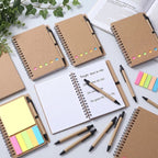 20 Pcs Spiral Notebooks with Sticky Notes & Pens, Kraft Cover Lined Journals with Colored Index Tabs for Office, School & Travel