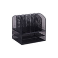 Lorell - Mesh - Desk Organizer - 8 Compartments - Sturdy - Powder Coated - Steel - Black - 1 Each