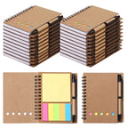 20 Pcs Spiral Notebooks with Sticky Notes & Pens, Kraft Cover Lined Journals with Colored Index Tabs for Office, School & Travel