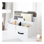 Blu Monaco Brown Wood Mail Organizer with Drawer & Pen Holder - Desk Organizer for Bills, Storage, Countertop & Kitchen