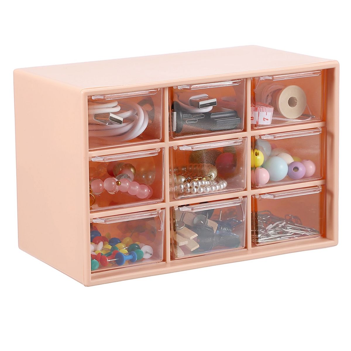 Unique Bargains Plastic Office Supplies Bedroom Desk Makeup Storage Drawers Black