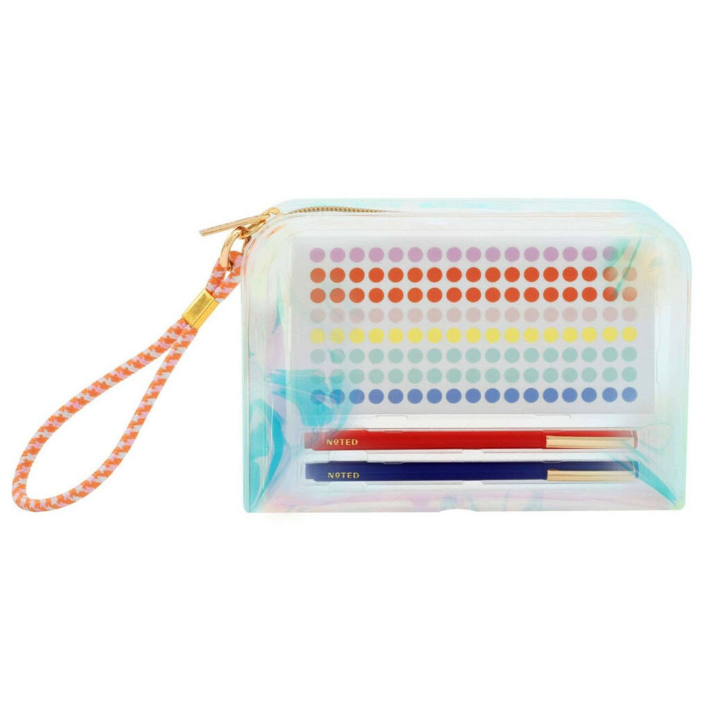Noted by Post-it Pencil Pouch Kit with Planner Dot Stickers, Coral Red and Purple Felt Tip Pens